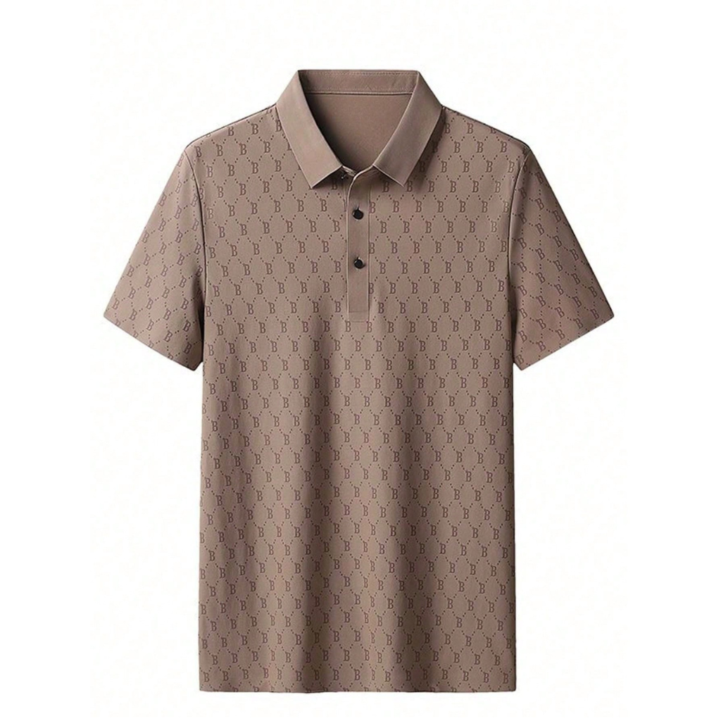 Loose Fit Printed Short Sleeve Polo Shirt For Men