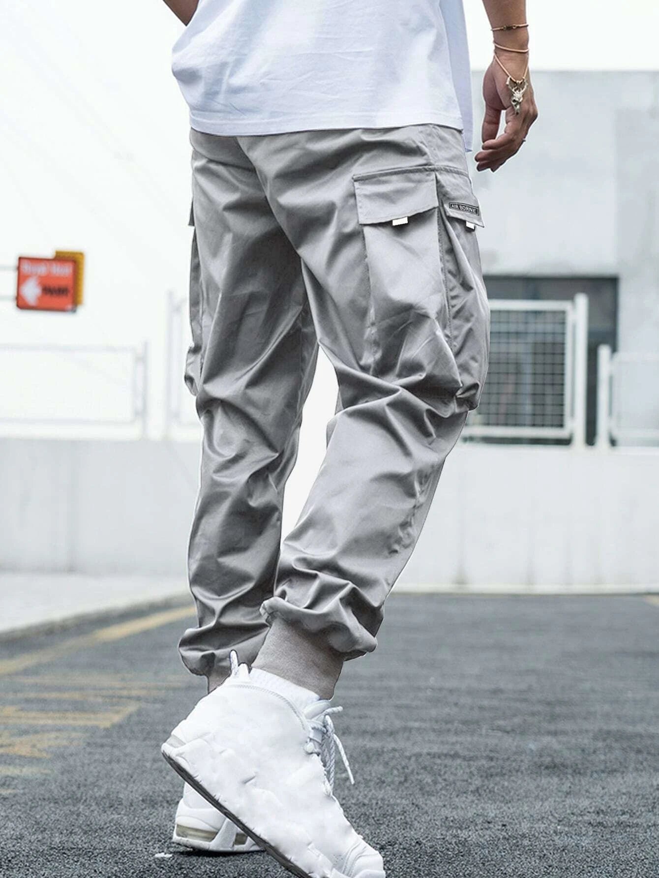 Letter Graphic Flap Pocket Cargo Pants-Vacay Outfit