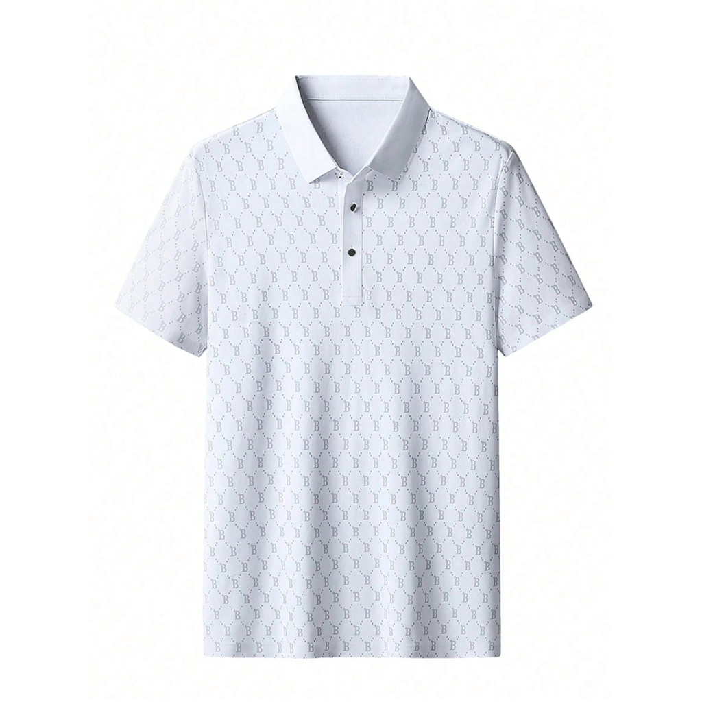 Loose Fit Printed Short Sleeve Polo Shirt For Men