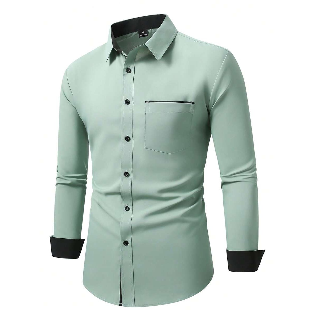 Solid Colored Front Pocket Long Sleeve Shirt