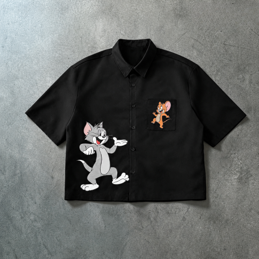 Oversized Short Sleeve Button Down Collared Shirt For Men