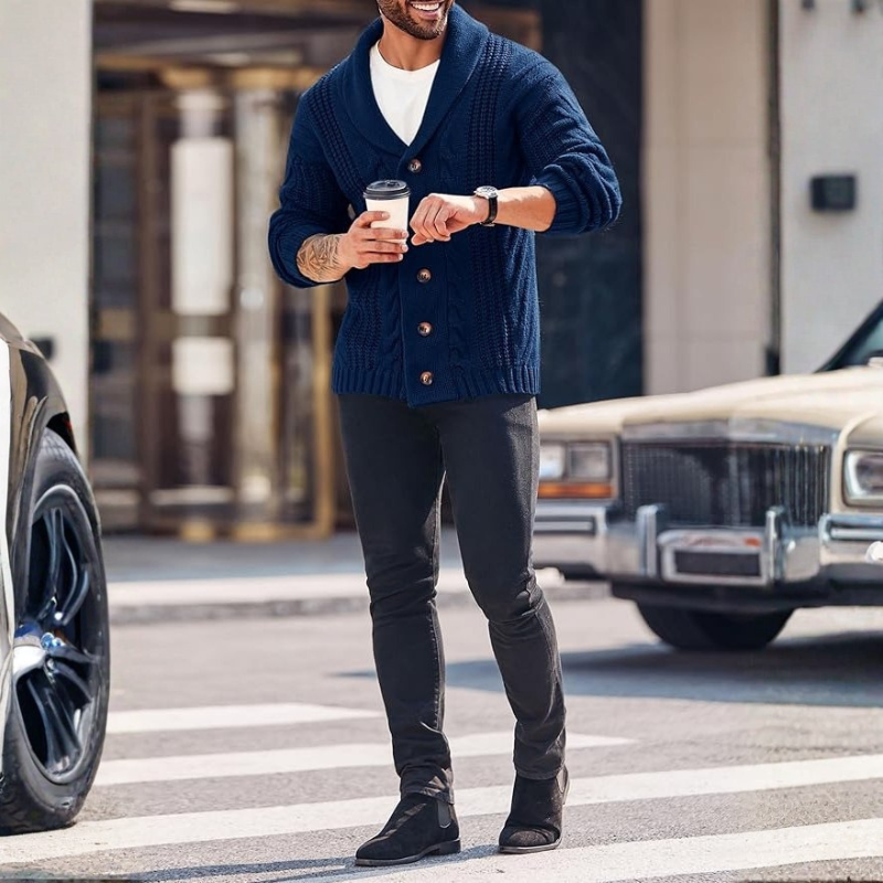 Cable Knit Button Front Cardigan Sweater