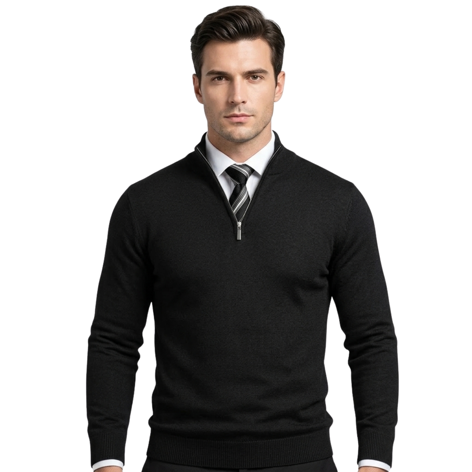 Slim Fit Quarter Zip Knit Pullover