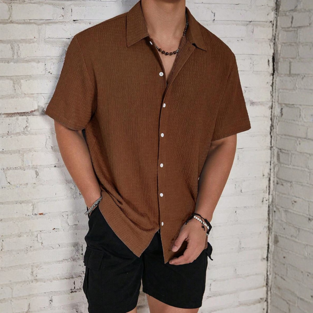 Knit Jacquard Loose Beach Vacation Shirt For Men