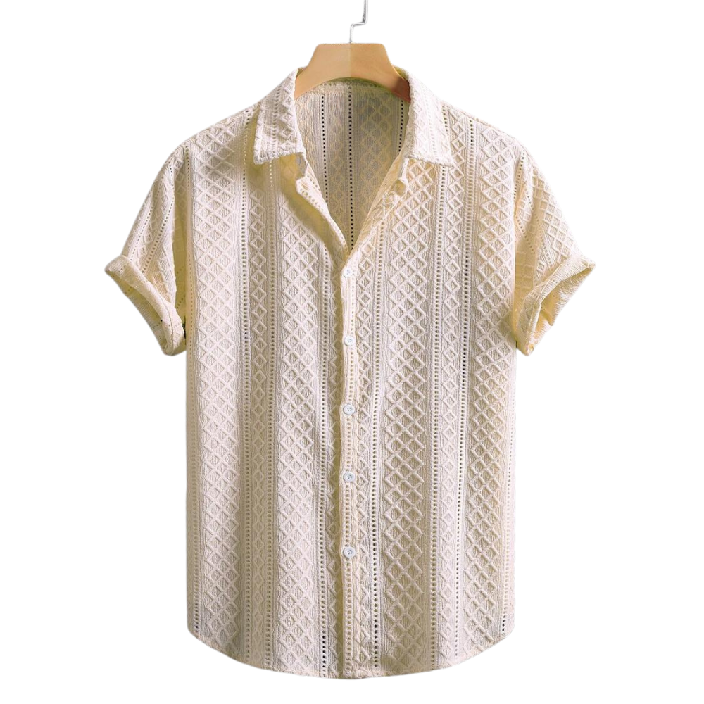 Geometric Jacquard Short Sleeve Casual Shirt