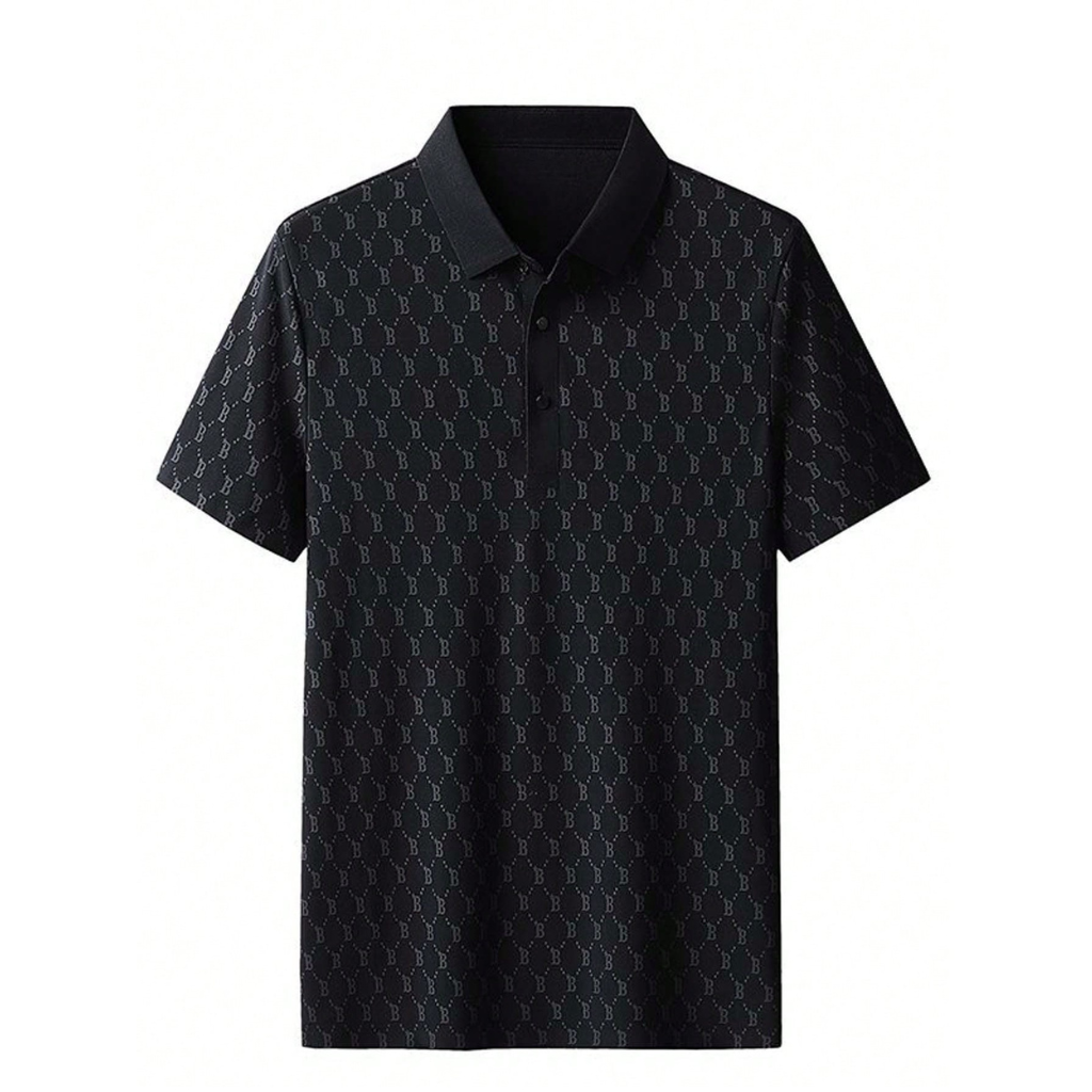 Loose Fit Printed Short Sleeve Polo Shirt For Men