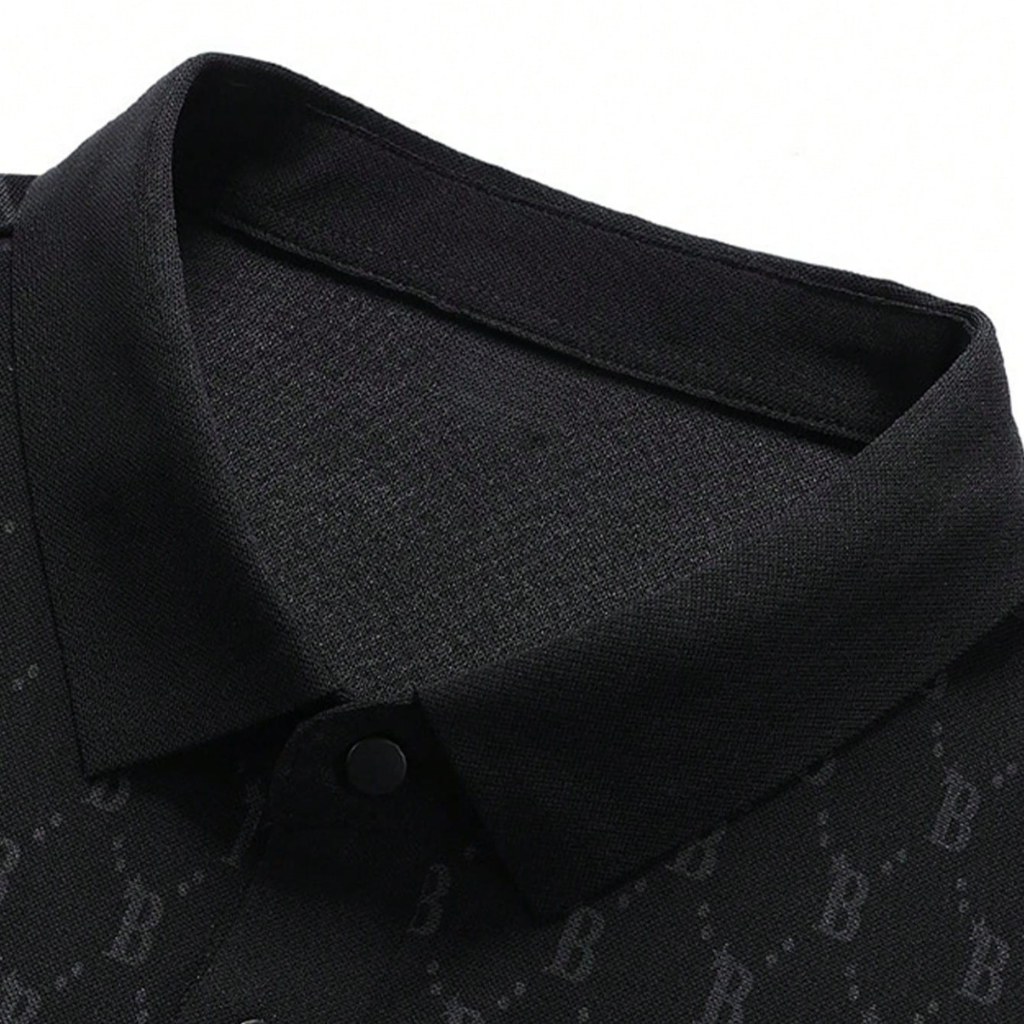 Loose Fit Printed Short Sleeve Polo Shirt For Men