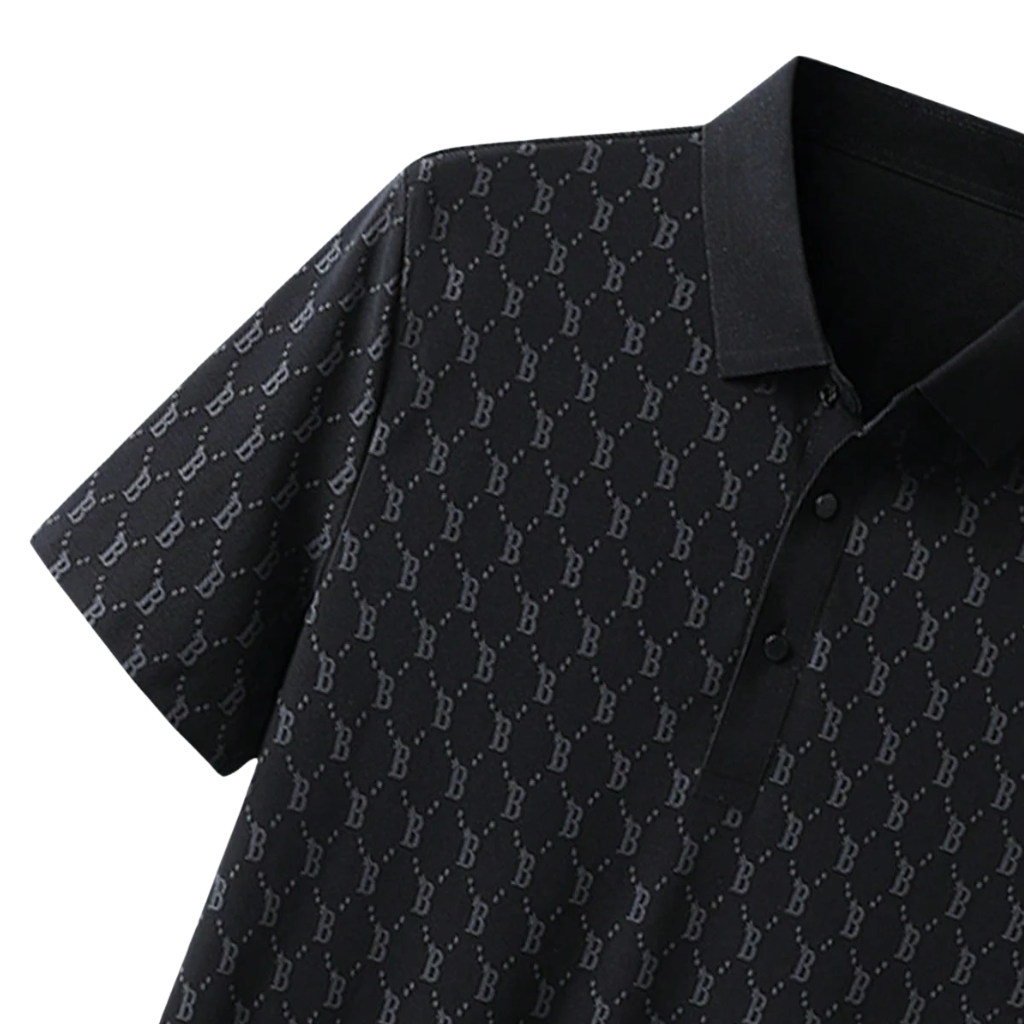 Loose Fit Printed Short Sleeve Polo Shirt For Men