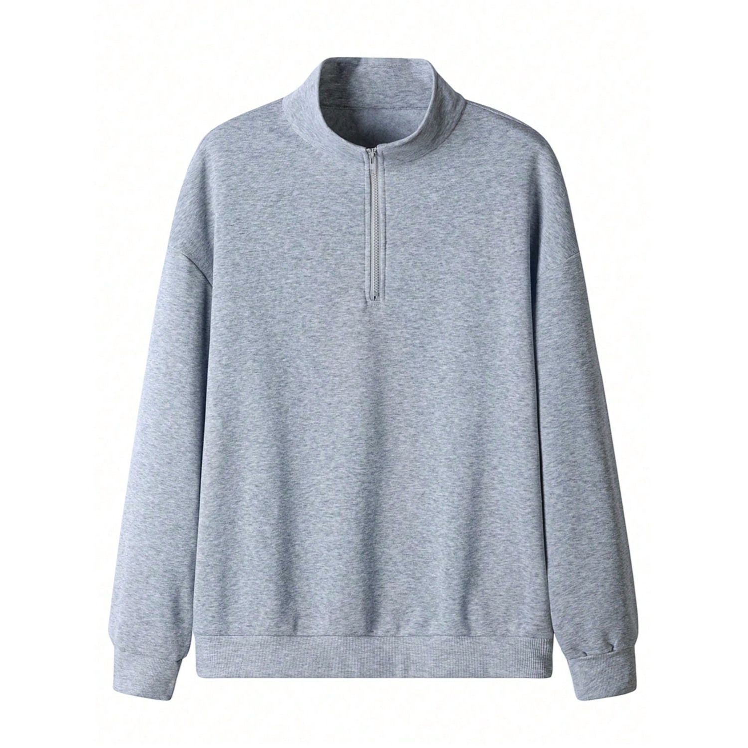 Stand Collar Zipper Half Placket Long Sleeve Sweatshirt For Men