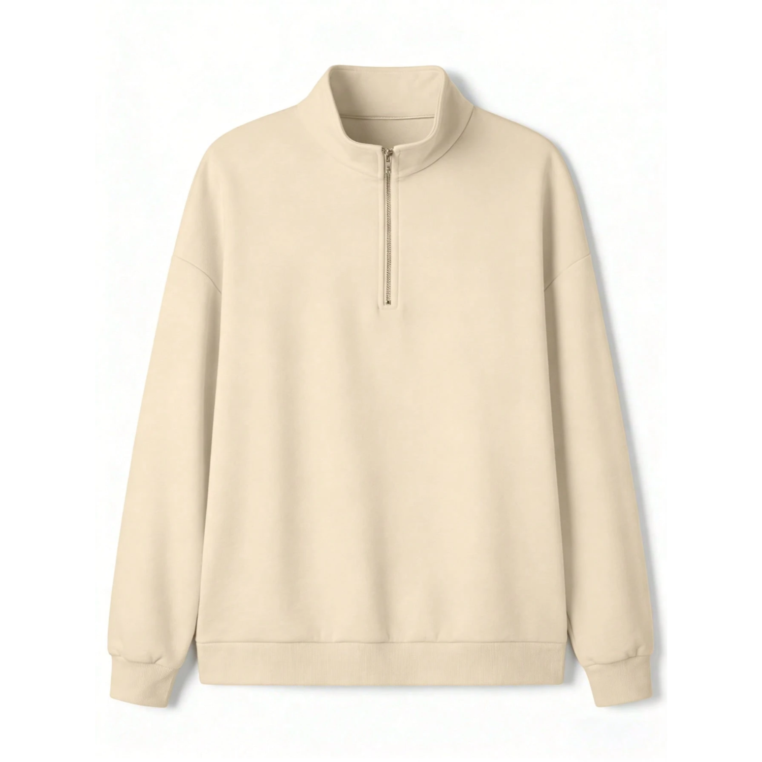 Stand Collar Zipper Half Placket Long Sleeve Sweatshirt For Men