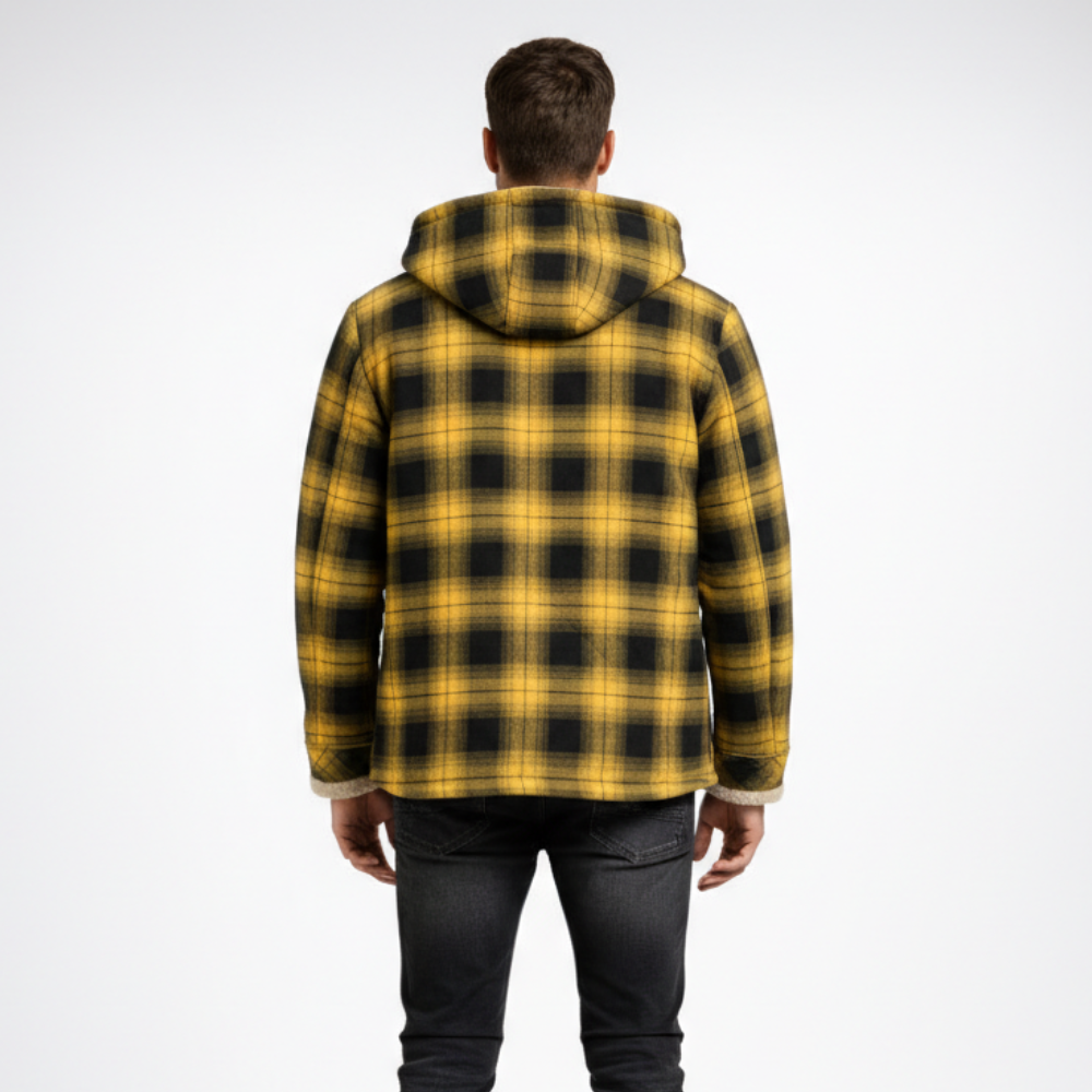 [Copy]Men's Long Sleeve Quilted Lined Flannel Shirt Jacket with Hood