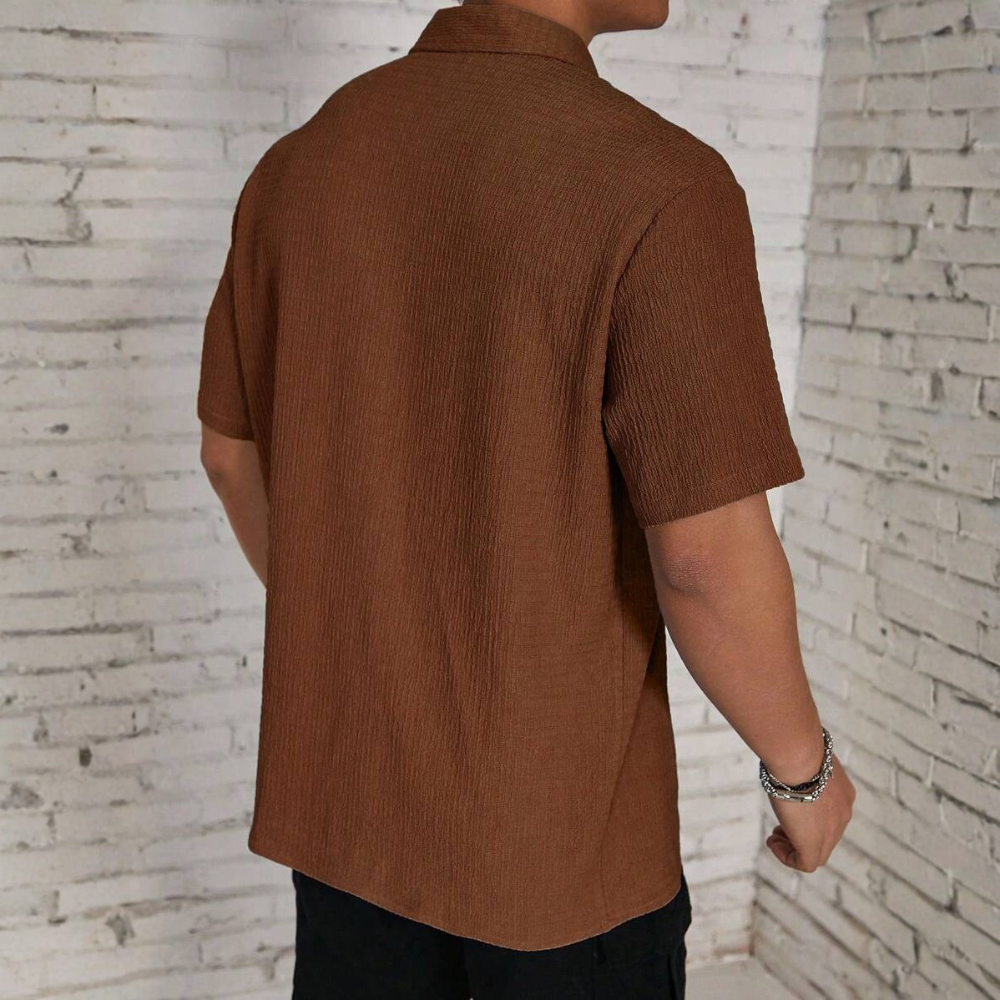 Knit Jacquard Loose Beach Vacation Shirt For Men