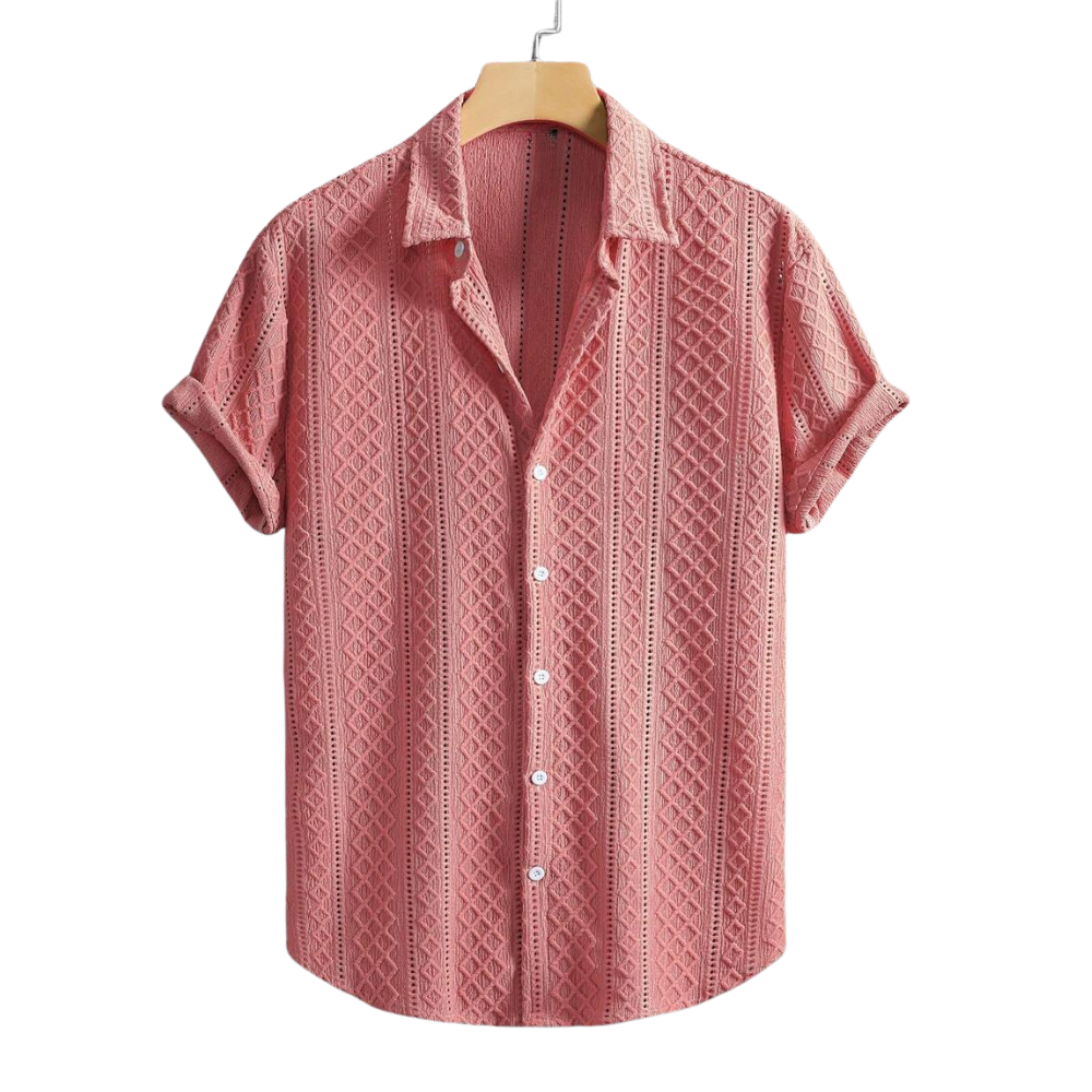 Geometric Jacquard Short Sleeve Casual Shirt