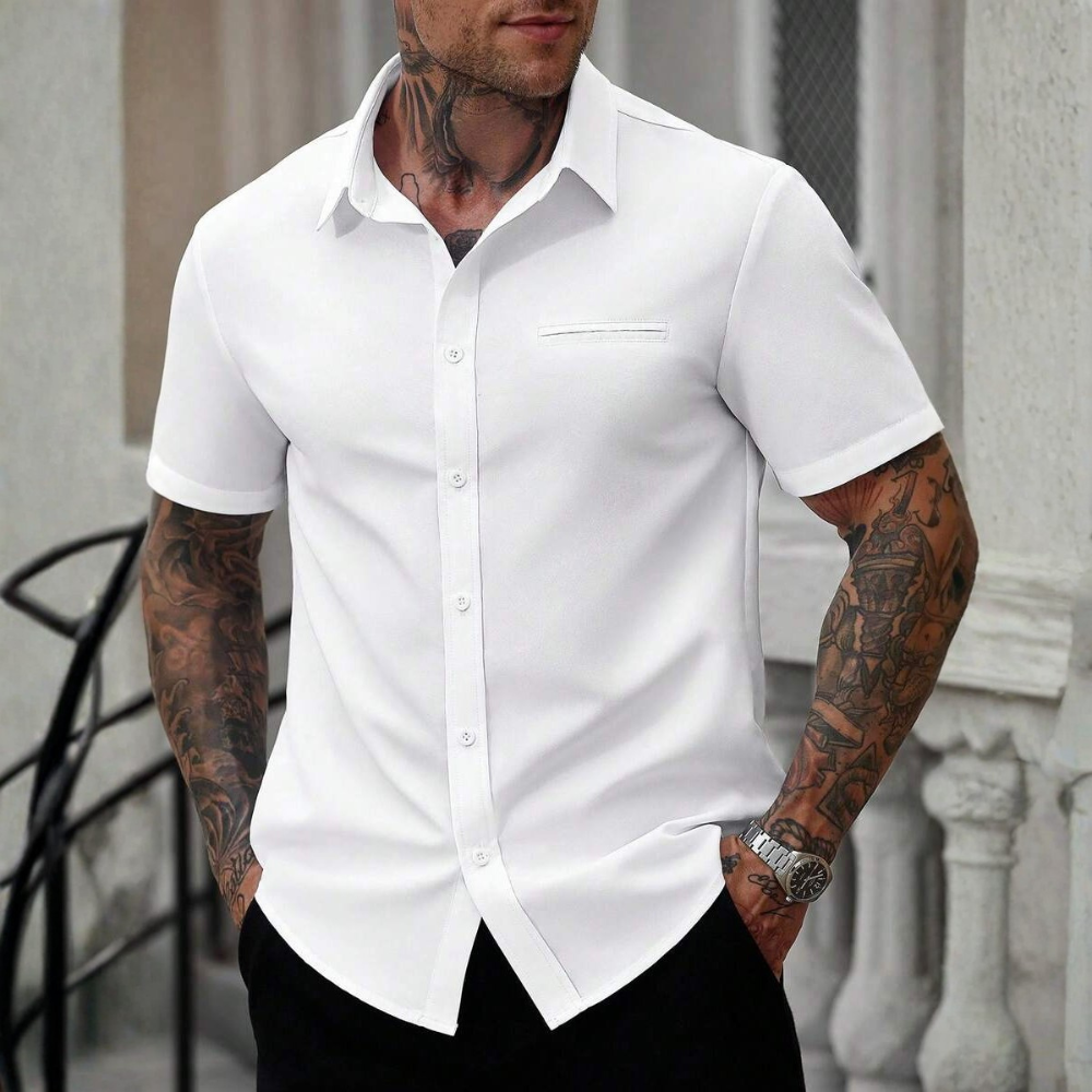 Casual Business Short Sleeve Formal Office Daily Work Shirt For Men