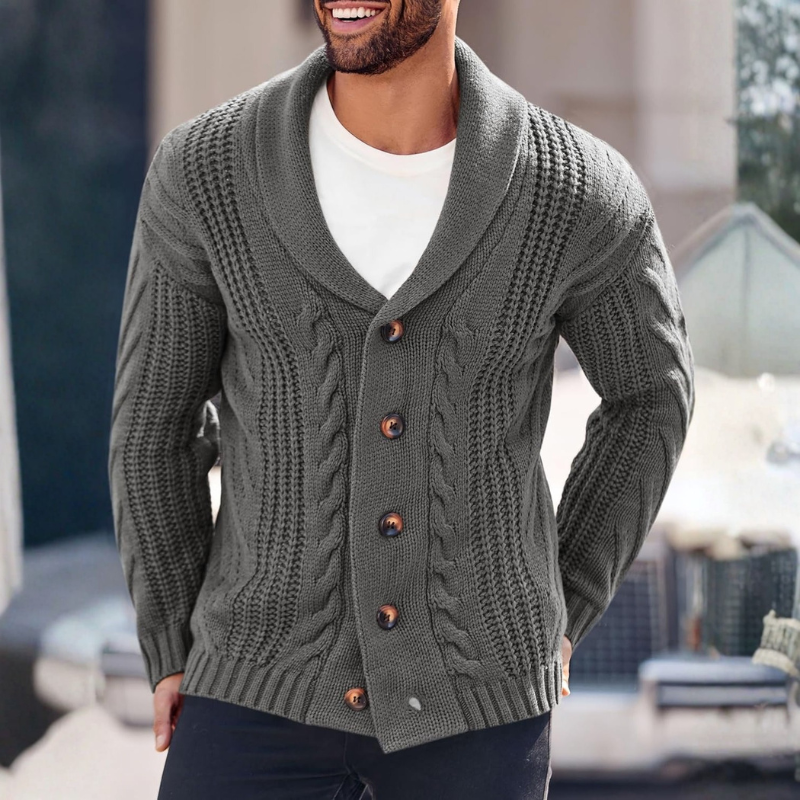 Cable Knit Button Front Cardigan Sweater