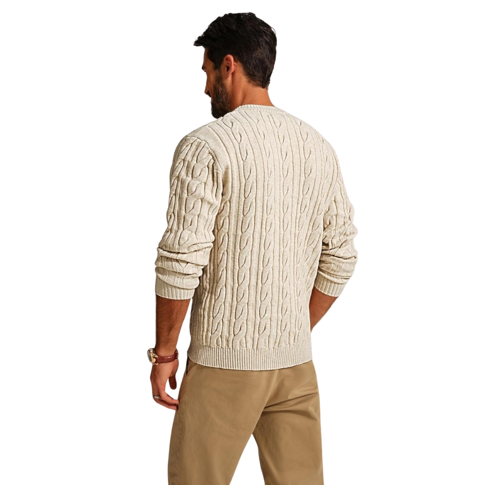 Mens Sweater Crewneck Cable Knit Pullover Sweater Casual Twist Textured Sweaters