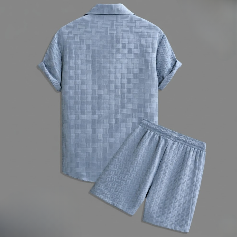 Button Up Shirt And Shorts Set For Men