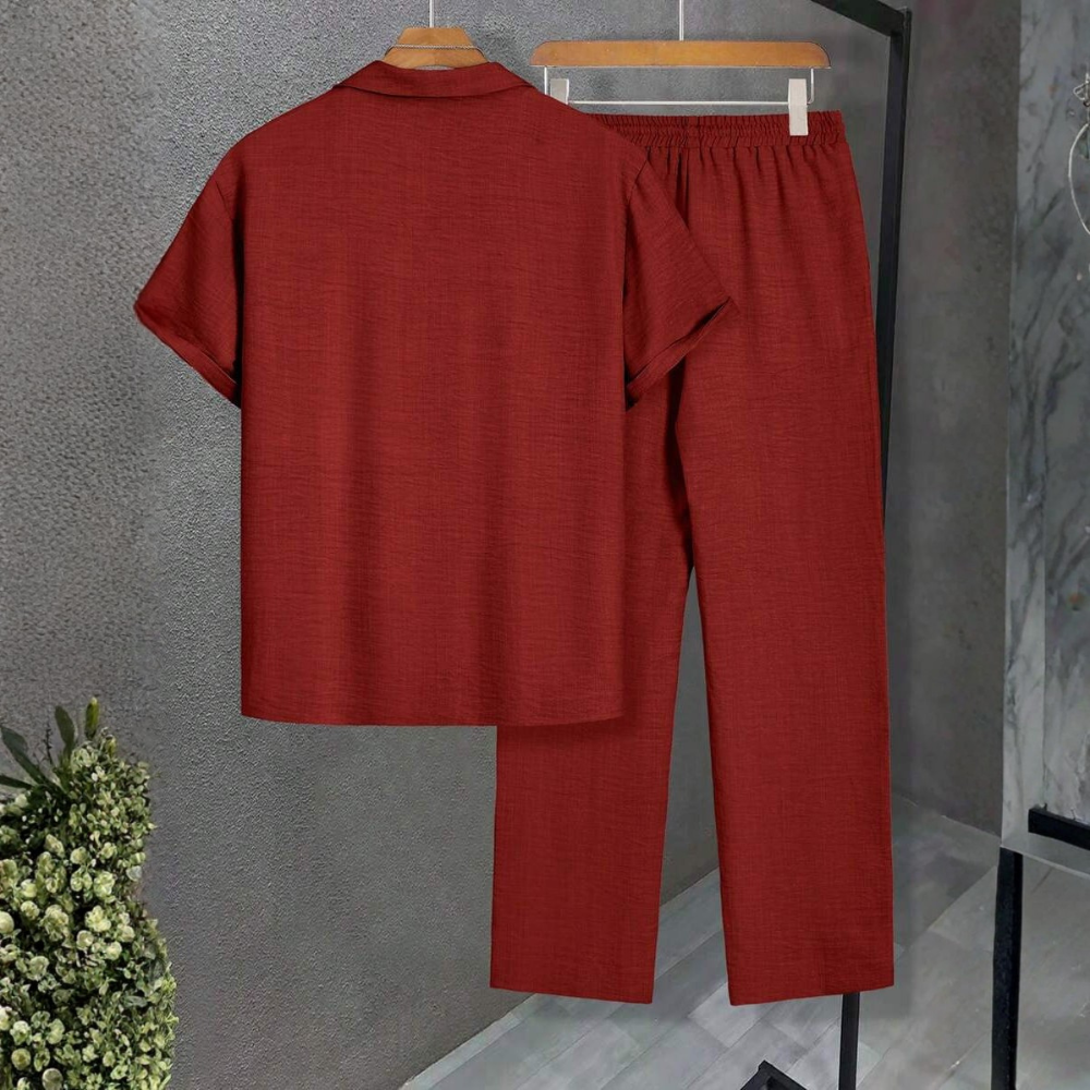 Short Sleeve Shirt And Long Pants Set For Men