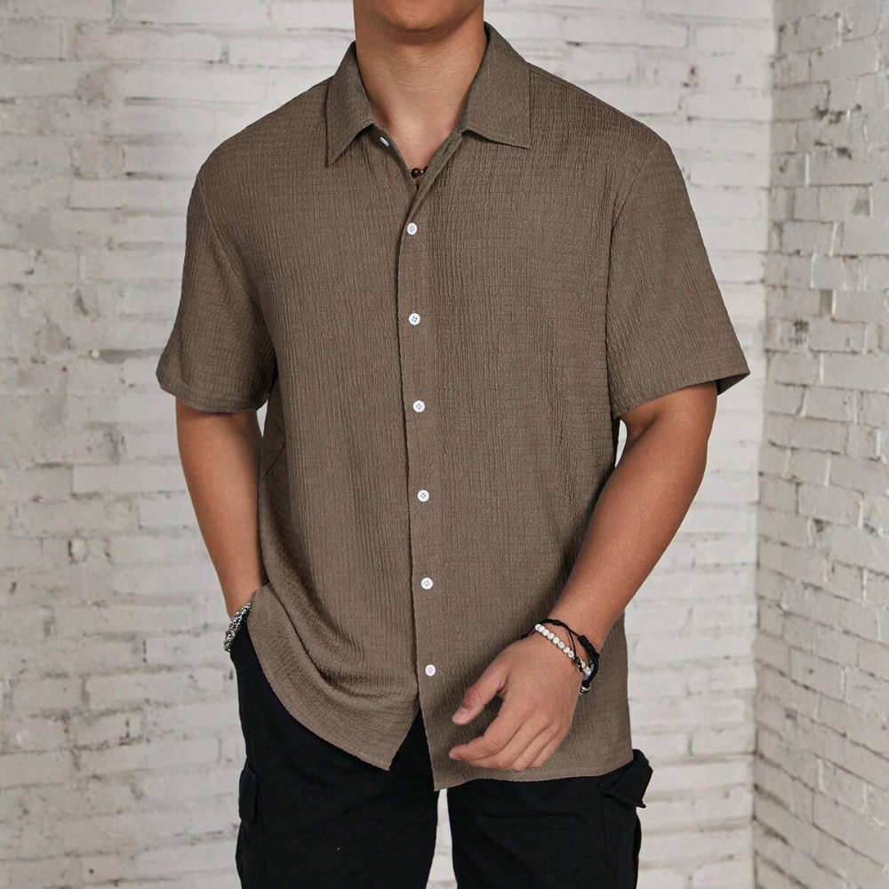 Knit Jacquard Loose Beach Vacation Shirt For Men