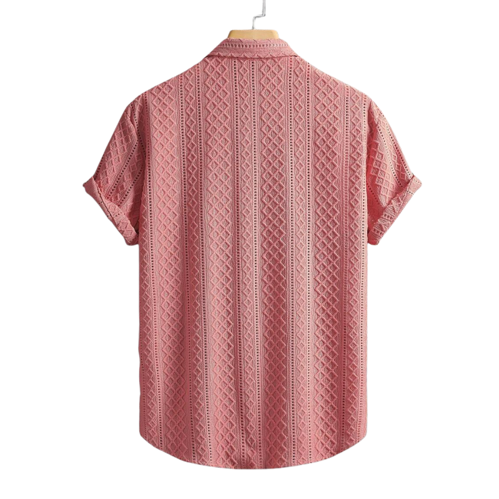 Geometric Jacquard Short Sleeve Casual Shirt