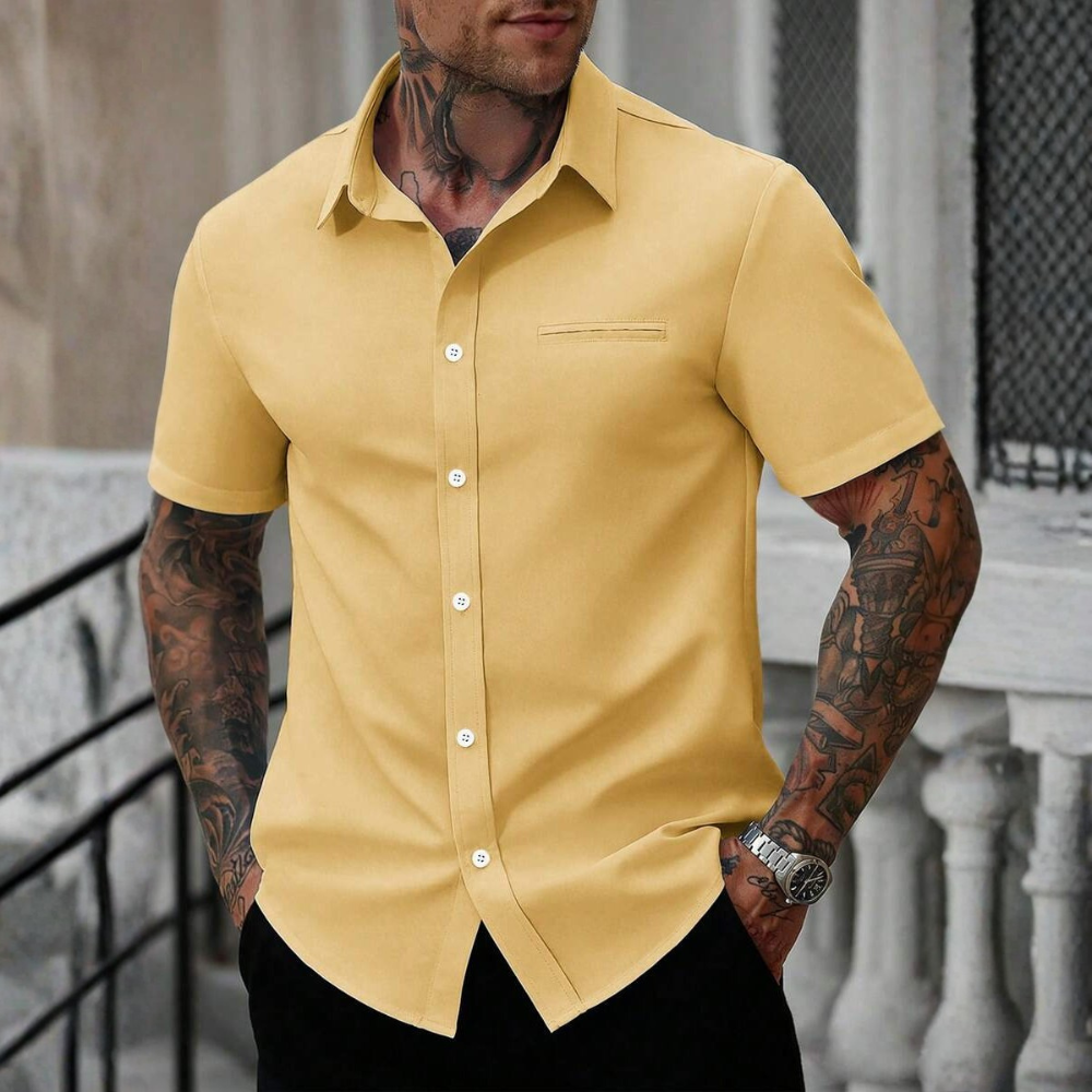 Casual Business Short Sleeve Formal Office Daily Work Shirt For Men