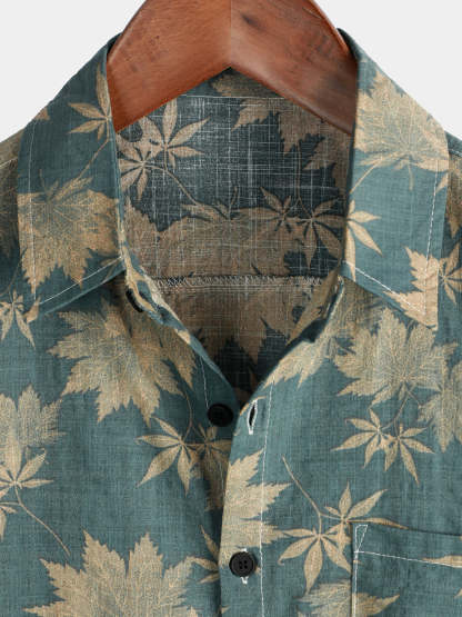 Men Floral Vintage Cotton Shirt-Vacay Outfit
