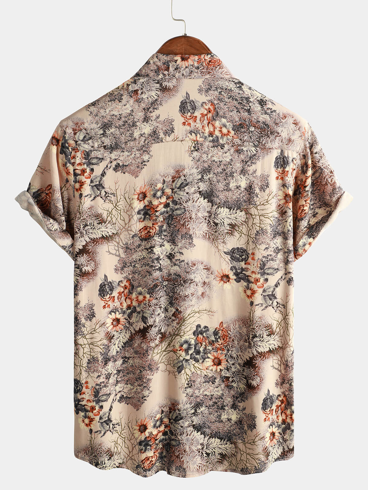 Men Floral Print Retro Casual Button Up Shirt-Vacay Outfit