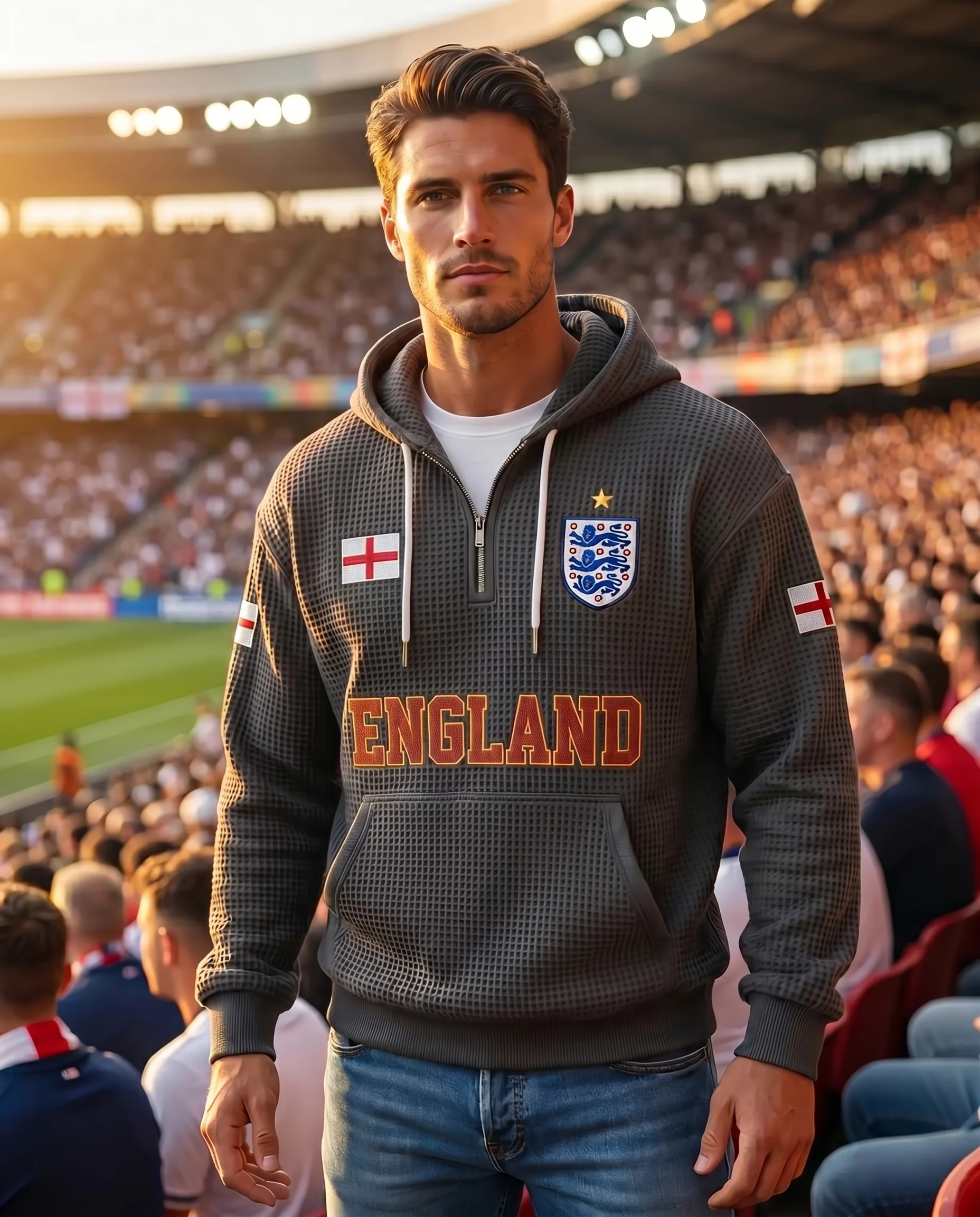 England waffle quarter-zip football fan hoodie