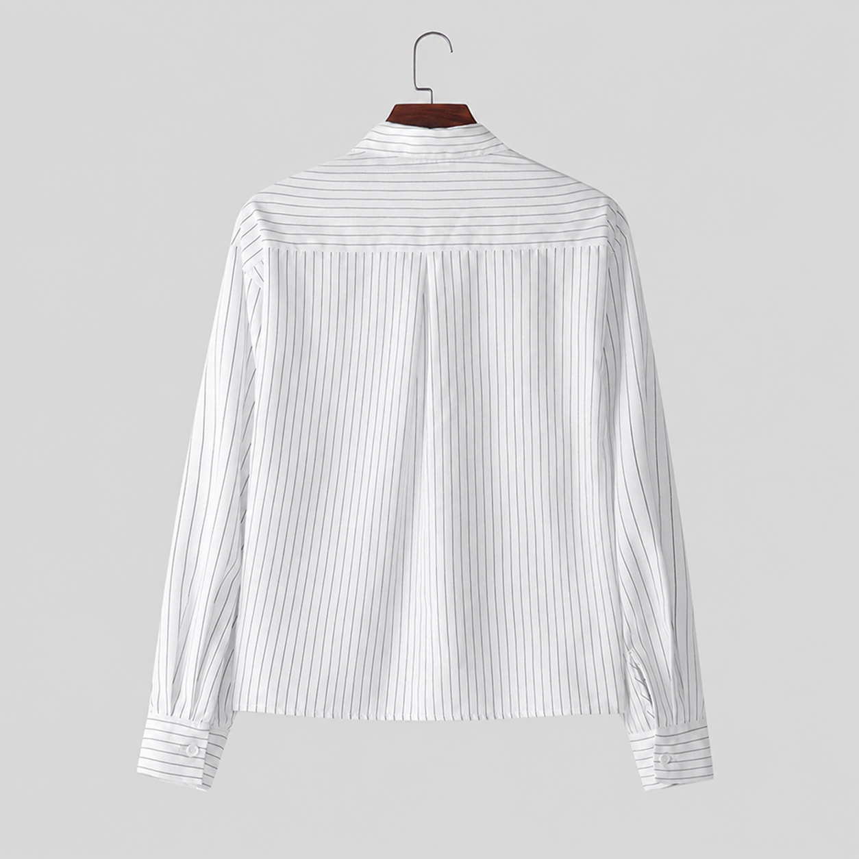  Minimalist Striped Long Sleeve Button Up Cropped Top Shirt For Men