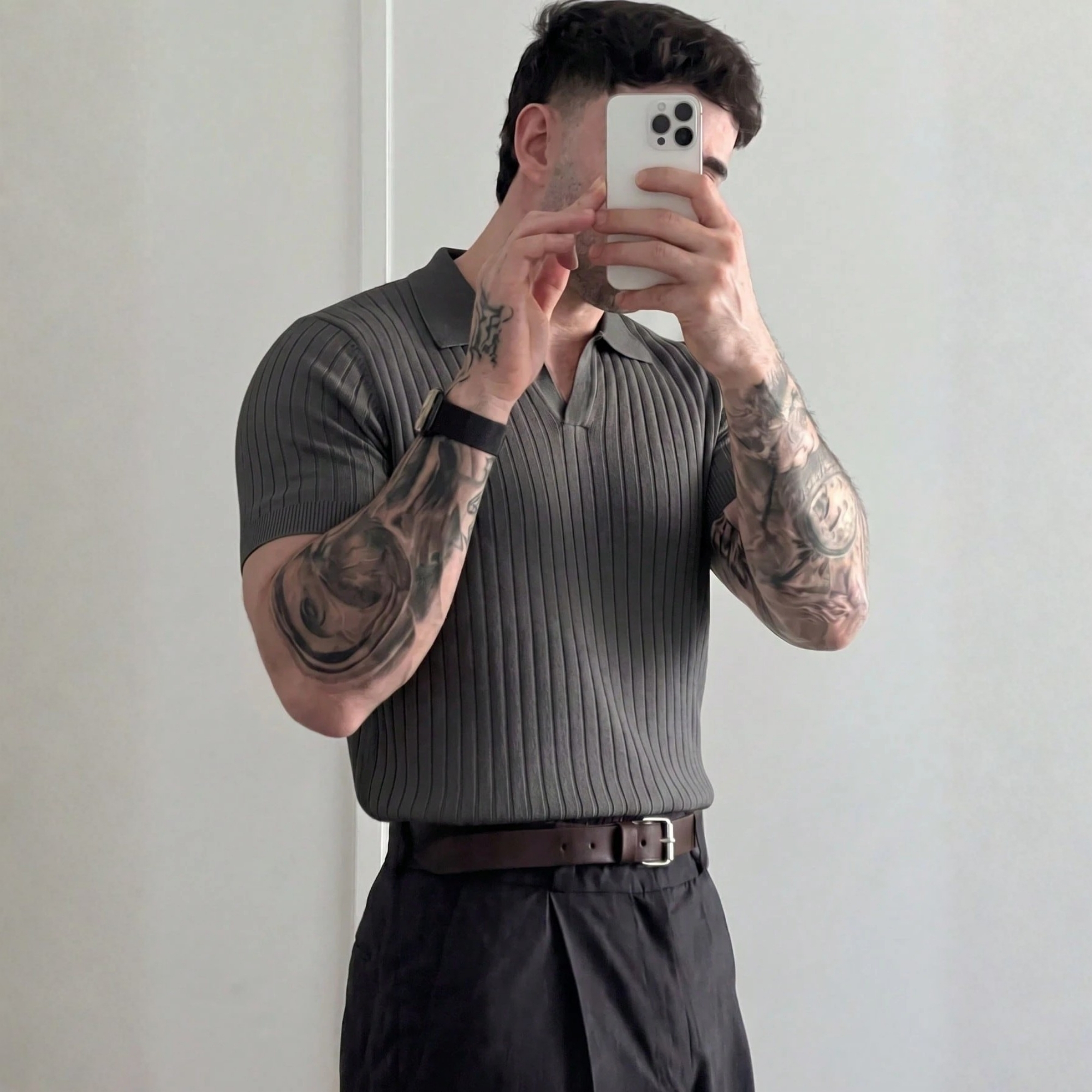 Summer Knit Collar Polo Shirt For Men