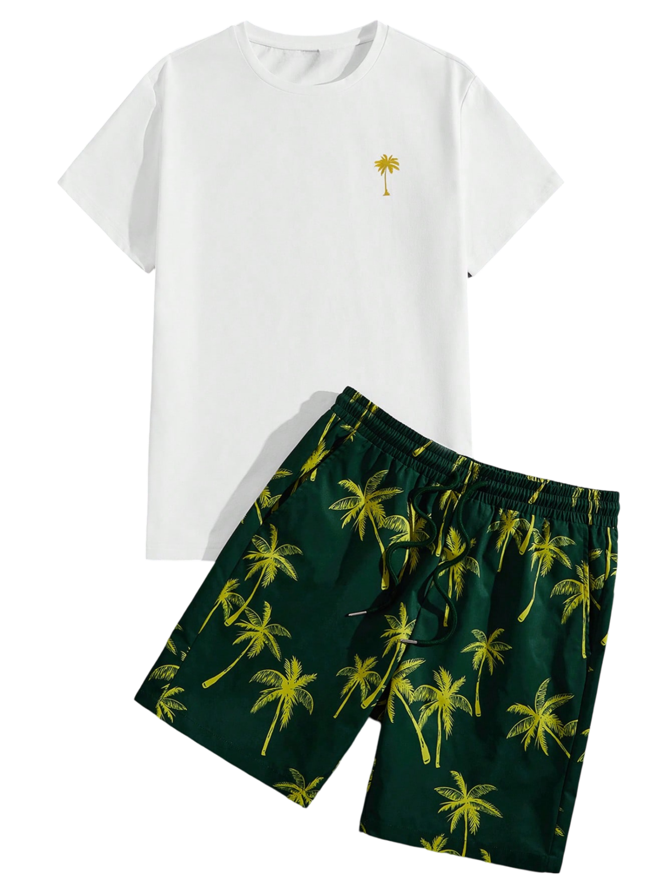 Palm Breeze Tee And Shorts Set-Vacay Outfit