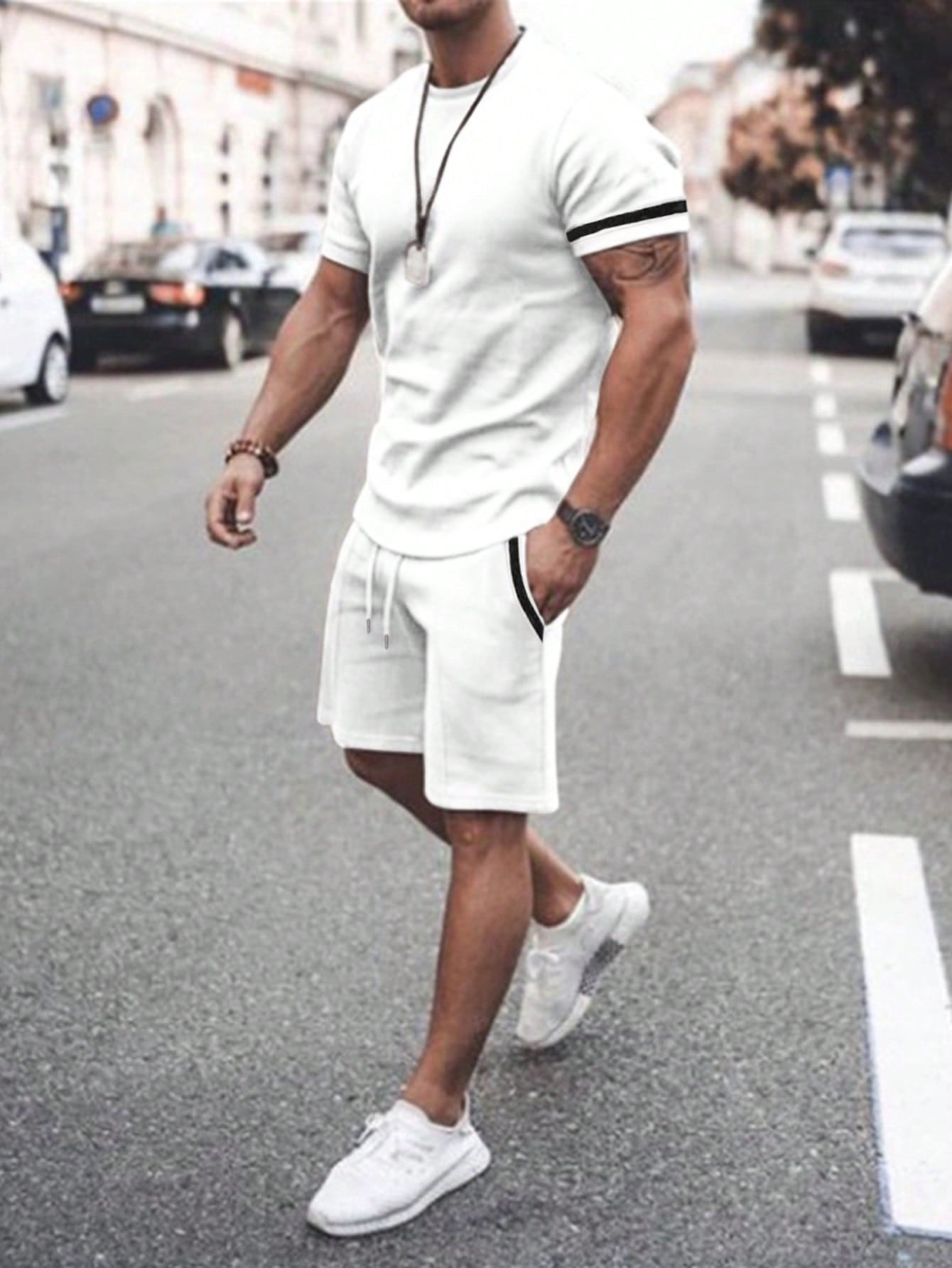 Midnight Athletic T Shirt And Shorts Set-Vacay Outfit