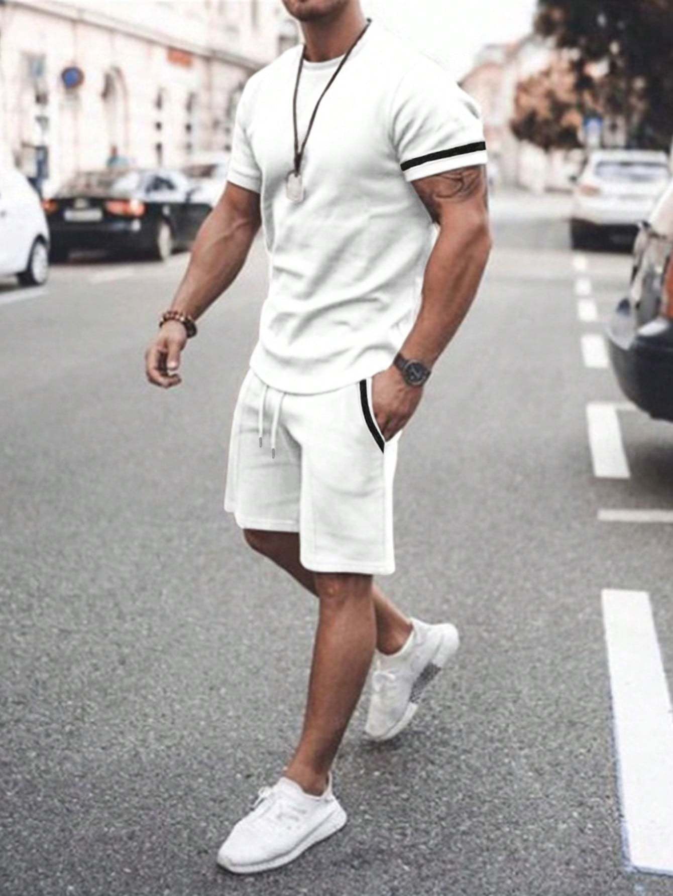 Midnight Athletic T Shirt And Shorts Set-Vacay Outfit