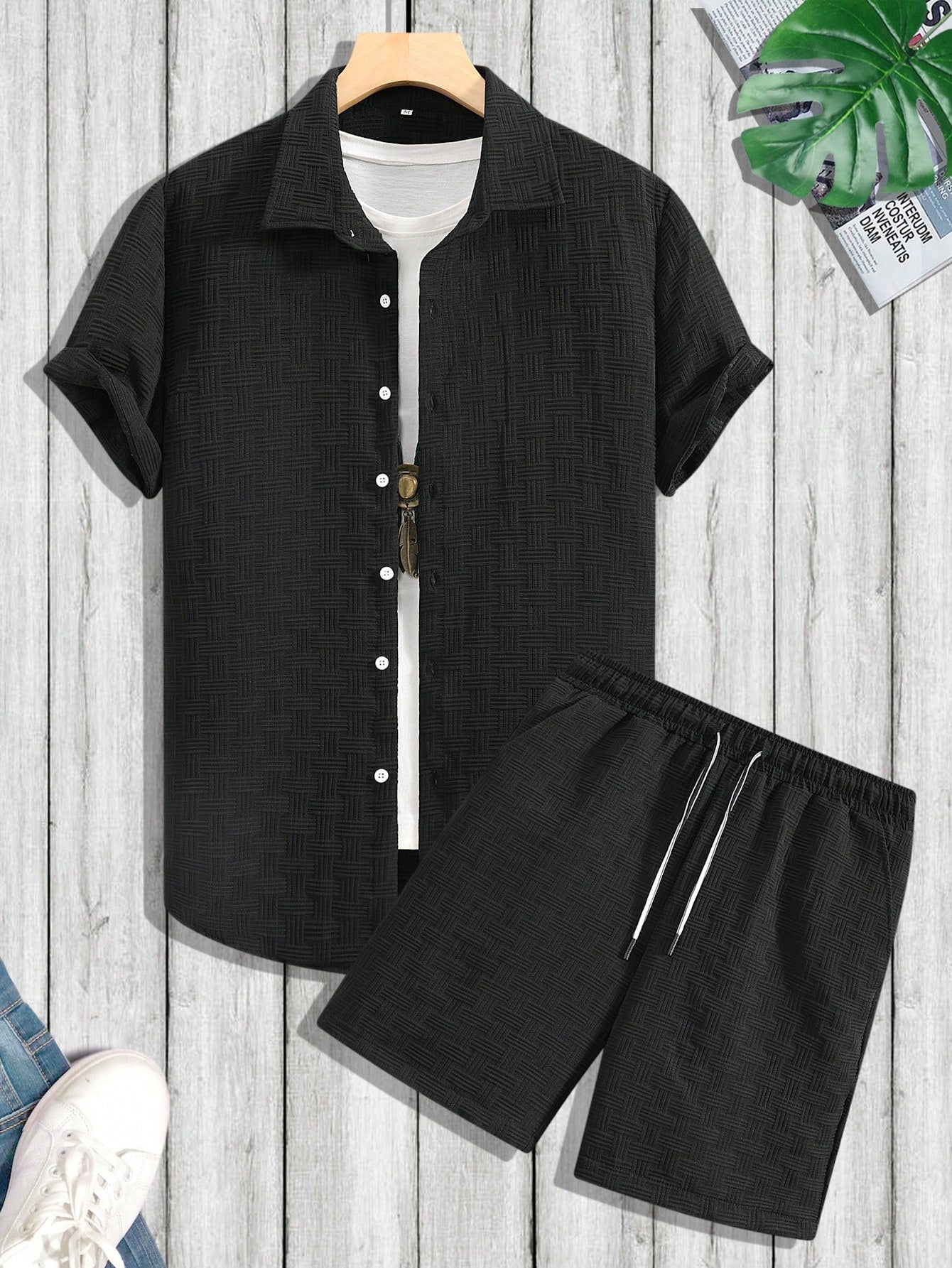 Plain Shirt And Shorts Set-Vacay Outfit
