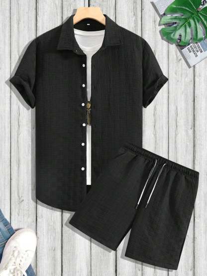 Plain Shirt And Shorts Set-Vacay Outfit