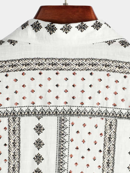 Men Retro Button Up Short Sleeve Shirt-Vacay Outfit