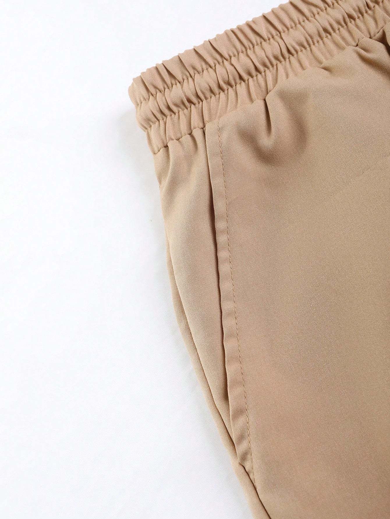 Tropical Print Shirt And Drawstring Shorts-Vacay Outfit