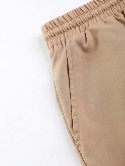 Tropical Print Shirt And Drawstring Shorts-Vacay Outfit