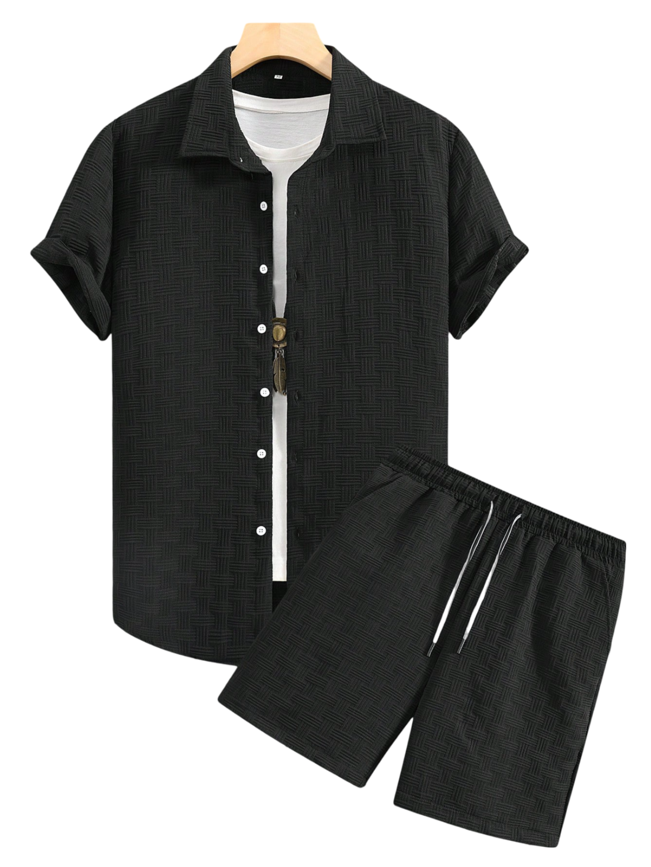 Plain Shirt And Shorts Set-Vacay Outfit