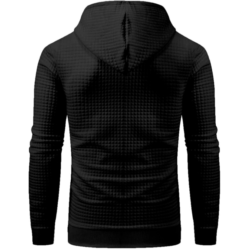 Mens Pullover Hoodies Plaid Jacquard Long Sleeve Drawstring Hipster