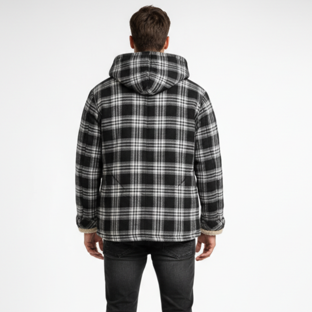 [Copy]Men's Long Sleeve Quilted Lined Flannel Shirt Jacket with Hood