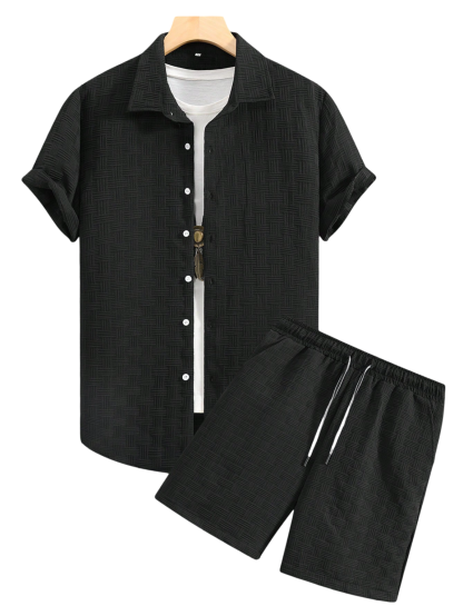 Plain Shirt And Shorts Set-Vacay Outfit