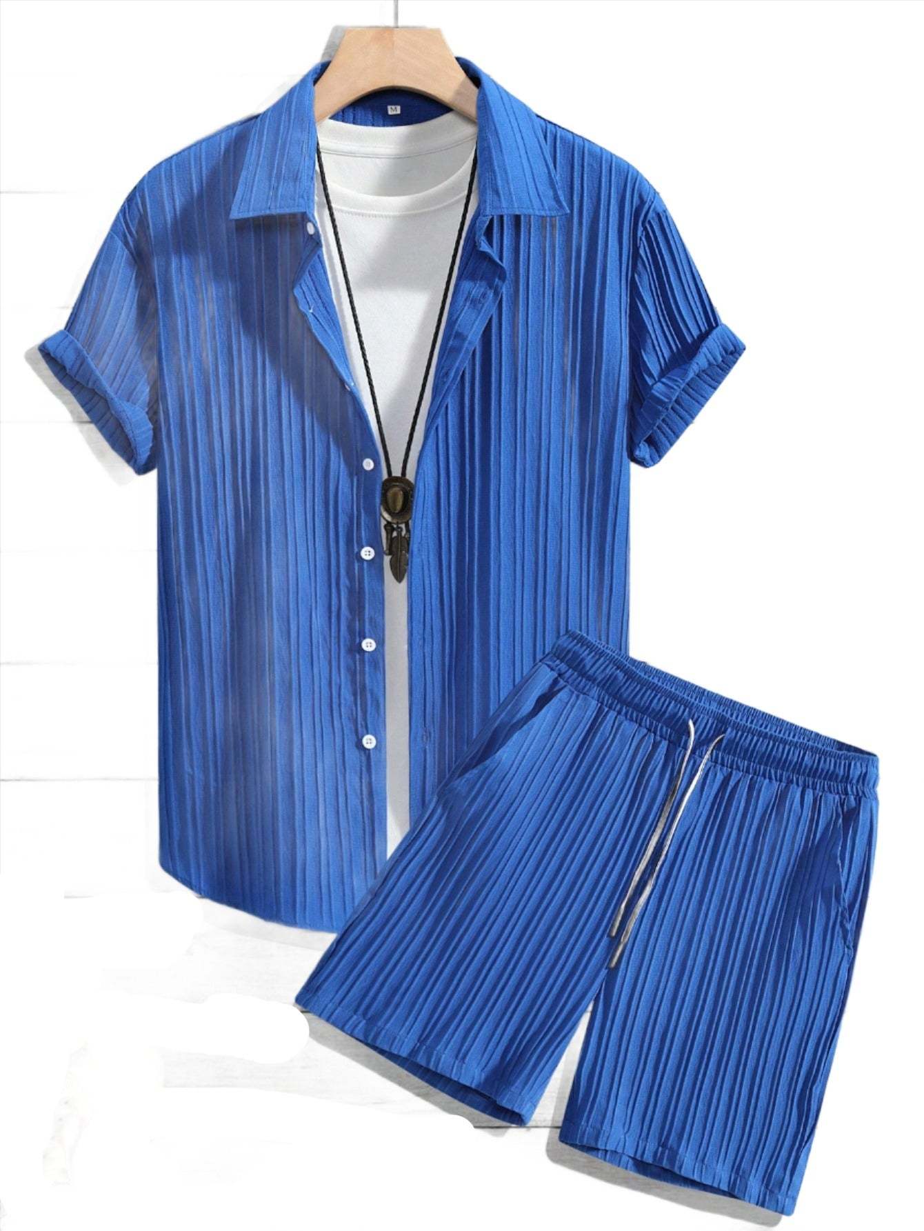 Monochrome Moods Shirt and Shorts Combo Set-Vacay Outfit