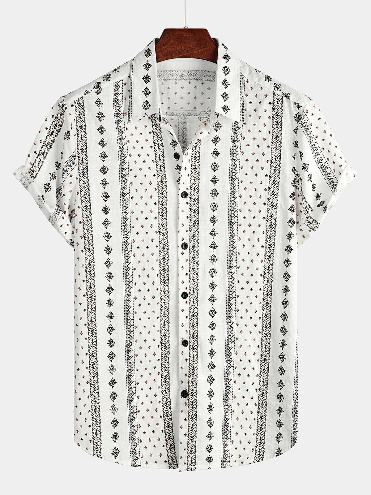 Men Retro Button Up Short Sleeve Shirt-Vacay Outfit