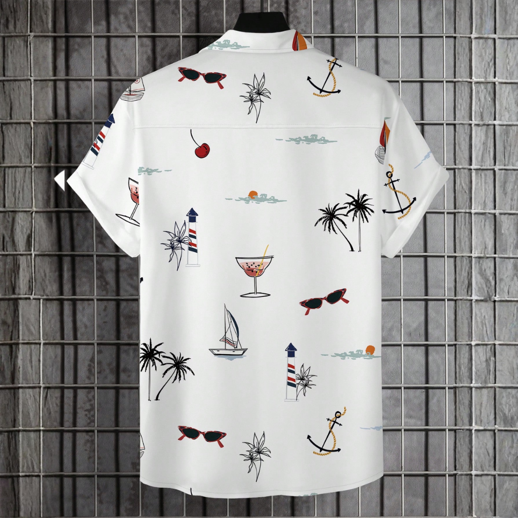 Floral Tree Print Button Up Shirt For Men