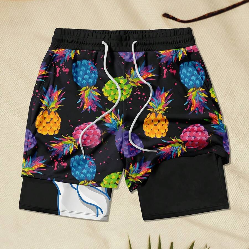 Soft Double Layer Quick Dry Beach Shorts For Men