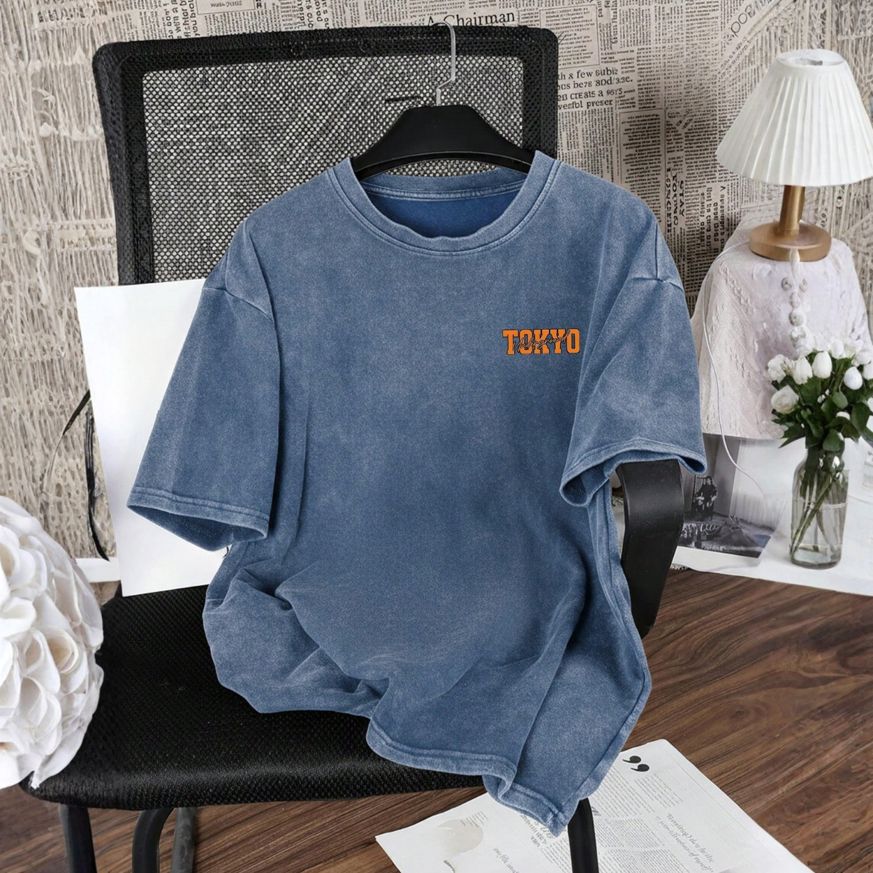 Racing Pattern Slim Washed Vintage Short Sleeve T Shirt For Men