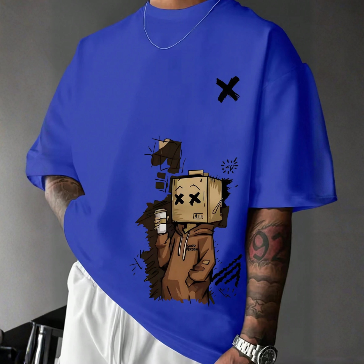 Printed Pattern Round Short Sleeve T Shirt For Men