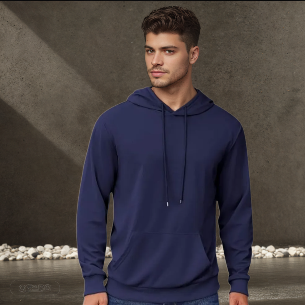 Men’s Casual Cotton Fleece Pullover Hoodie with Kangaroo Pocket