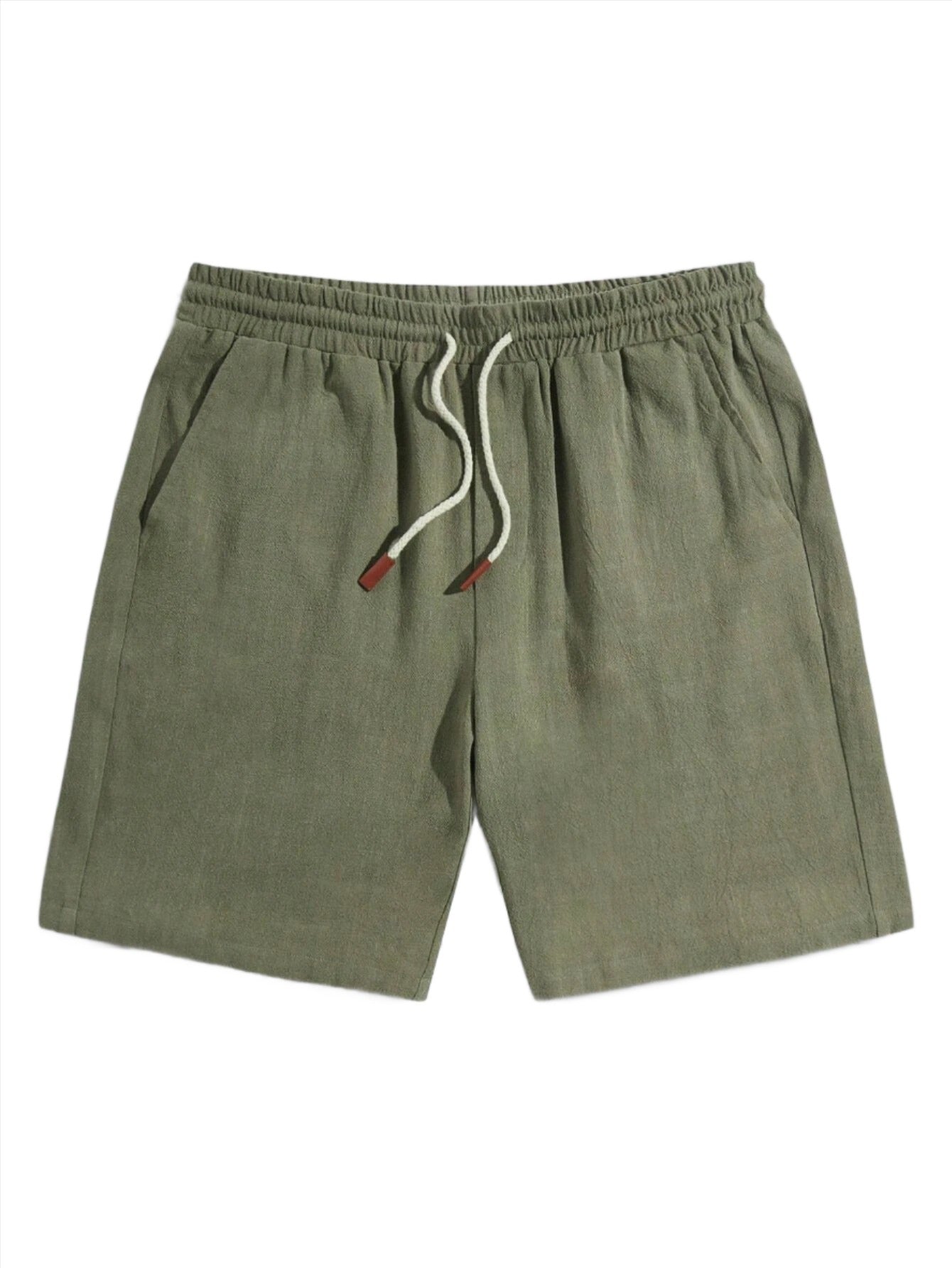 Linen Textured Drawstring Shorts-Vacay Outfit